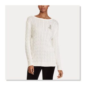 ✨ RALPH LAUREN ✨ Crest Cable-Knit Sweater - [Ivory, XXS]